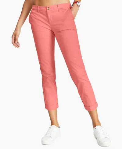 Tommy Hilfiger Women's Th Flex Hampton Cuffed Chino Straight-leg Pants, Created For Macy's In Sherbt