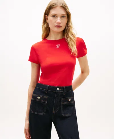 Tommy Hilfiger Embroidered Logo T-shirt In Red