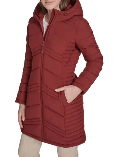 Tommy Hilfiger Women's Three-quarter Puffer Coat In Red