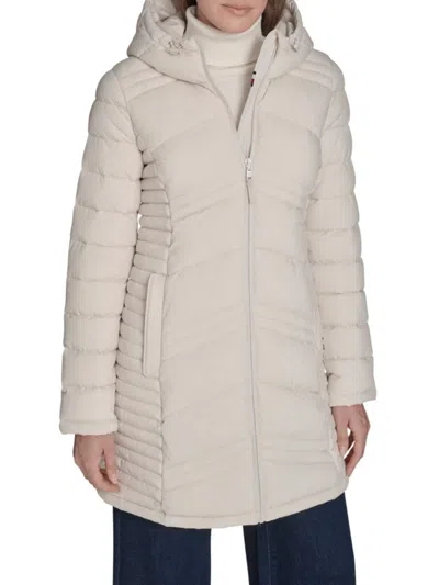 Tommy Hilfiger Women's Three-quarter Puffer Coat In White