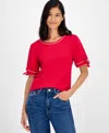 Tommy Hilfiger Women's Tie-sleeve T-shirt In Multi