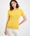 Tommy Hilfiger Women's Tipped Short-sleeve Sweater In Yellow