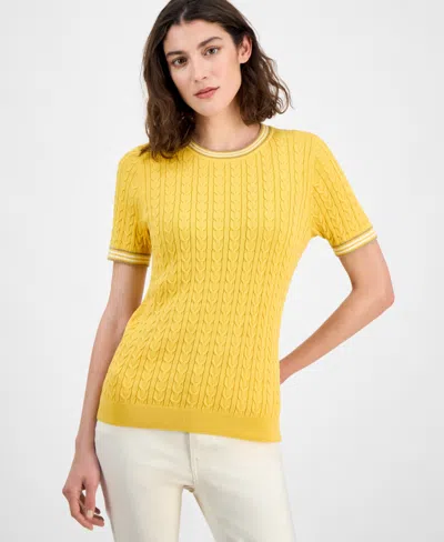 Tommy Hilfiger Women's Tipped Short-sleeve Sweater