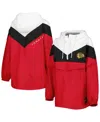 Tommy Hilfiger Women's  Black, Red Chicago Blackhawks Staci Half-zip Windbreaker Jacket In Black,red