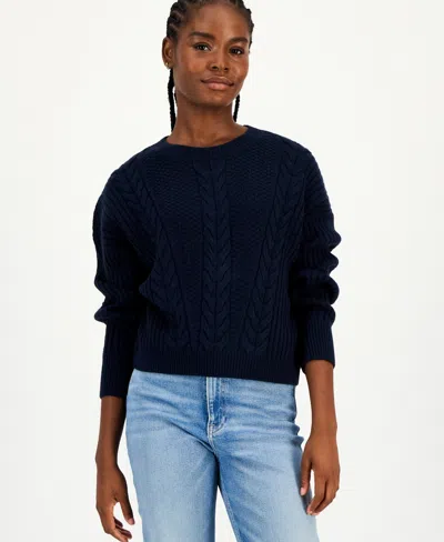 Tommy Hilfiger Women's Traveling Cable Sweater In Blue