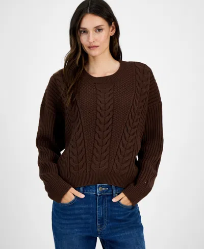Tommy Hilfiger Women's Traveling Cable Sweater In Brown