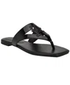 Tommy Hilfiger Women's Tremmy Cutout Logo Flat Thong Sandals In Black Patent