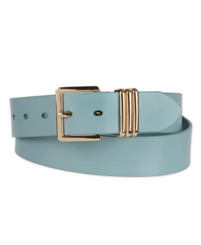 Tommy Hilfiger Women's Triple-metal Strap Keeper Casual Leather Belt In Blue