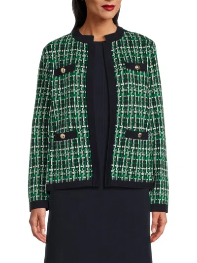 Tommy Hilfiger Women's Tweed-effect Knit Cardigan In Green Multi