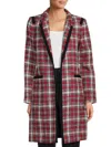 Tommy Hilfiger Women's Tweed Open Front Coat In Crimson Multi