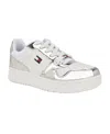 Tommy Hilfiger Women's Twigye Casual Lace Up Sneakers In White,silver