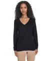 Tommy Hilfiger Women's V-neck Cable Sweater In Blue