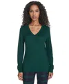 Tommy Hilfiger Women's V-neck Cable Sweater In Green