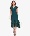 Tommy Hilfiger Mixed Media High-low Dress In Green