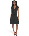 Tommy Hilfiger Women's V-neck Fit And Flare Dress In Black