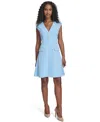Tommy Hilfiger Women's V-neck Fit And Flare Dress In Blue
