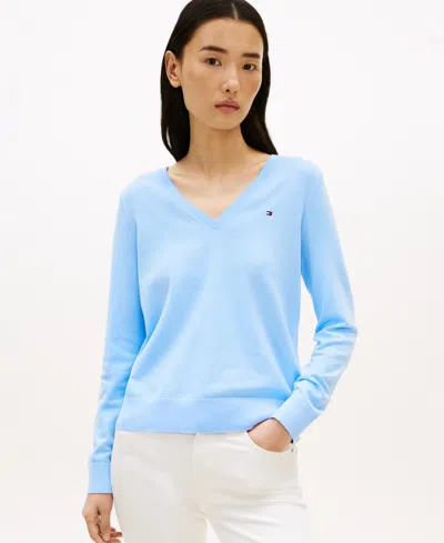 Tommy Hilfiger Women's V-neck Knit Sweater In Blue
