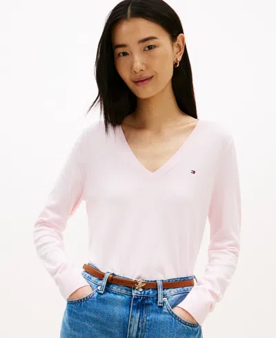 Tommy Hilfiger Women's V-neck Knit Sweater In Pink