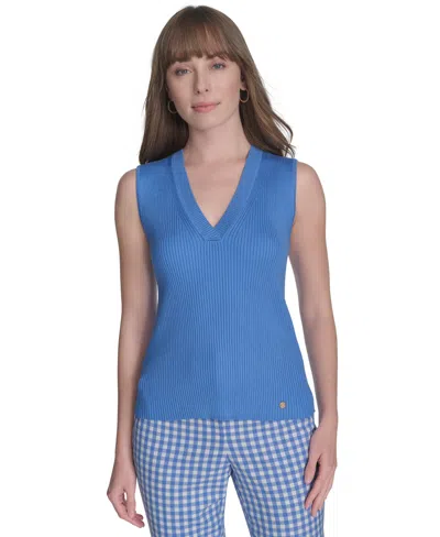 Tommy Hilfiger Women's V-neck Sleeveless Sweater In French Blue