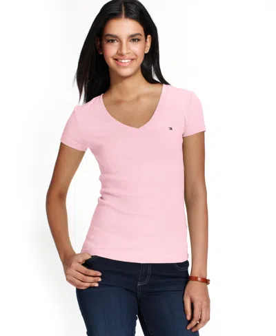 Tommy Hilfiger Women's V-neck T-shirt, Created For Macy's In Ballerina Pink