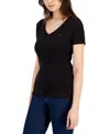 Tommy Hilfiger Women's V-neck T-shirt, Created For Macy's In Black