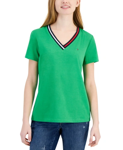 Tommy Hilfiger Women's V-neck T-shirt In Fern