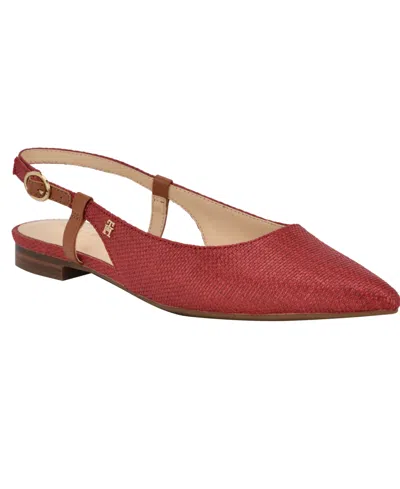 Tommy Hilfiger Women's Vamina Slingback Flats In Red Woven