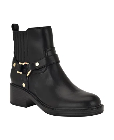 TOMMY HILFIGER WOMEN'S VARIK HARNESS BLOCK HEEL BOOTIES