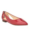 Tommy Hilfiger Velahi Pointed Toe Flat In Red- Faux Patent Leather- Pu