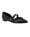 Tommy Hilfiger Venny Womens Faux Leather Cut Out Ballet Flats In Black