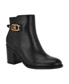 Tommy Hilfiger Veruki Womens Faux Leather Zip Up Ankle Boots In Black Smooth