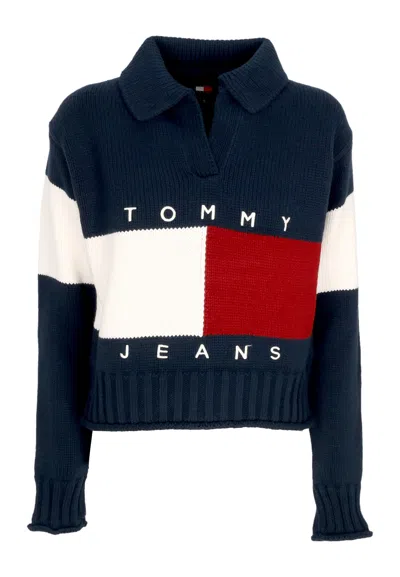 Tommy Hilfiger Women's W Flag Rugby Sweater Dark Night Navy