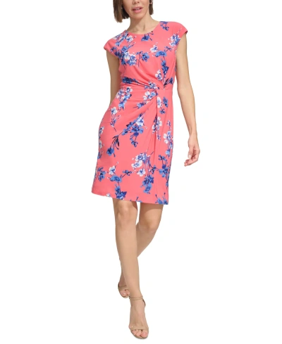 Tommy Hilfiger Women's Wild Flower Twist-front Dress In Sherbet Multi