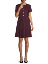 Tommy Hilfiger Women's Round-neck Fringe-trim Dress In Purple
