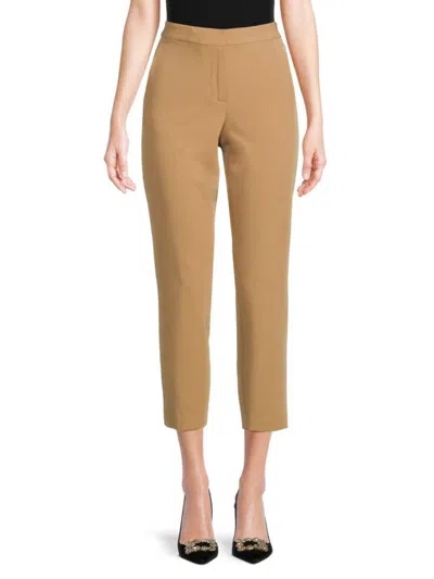 Tommy Hilfiger Women's Woven Flat Front Cropped Pants In Tigr Eye