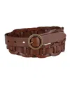 Tommy Hilfiger Women's Woven Leather Linked Casual Belt In Cognac