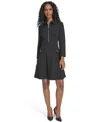 Tommy Hilfiger Women's Zip-front Fit And Flare Dress In Black
