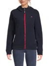 Tommy Hilfiger Women's Zip-front Fleece Hoodie In Black