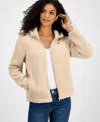 Tommy Hilfiger Women's Zip-front Long-sleeve Sherpa Jacket In Neutral