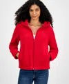 Tommy Hilfiger Women's Zip-front Long-sleeve Sherpa Jacket In Red