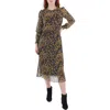 Tommy Hilfiger Womens Animal Print Mid Calf Midi Dress In Brown