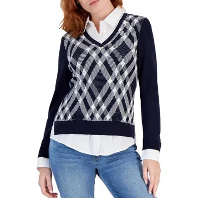 Tommy Hilfiger Women's Diamond Argyle Two-piece Sweater In