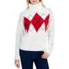 Tommy Hilfiger Womens Argyle Ribbed Knit Turtleneck Sweater In Multi