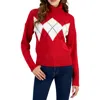 Tommy Hilfiger Womens Argyle Ribbed Knit Turtleneck Sweater In Red