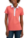 Tommy Hilfiger Womens Button Front Short Sleeve Polo Top In Pink
