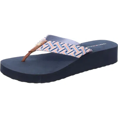 Tommy Hilfiger Womens Chevron Manmade Thong Sandals In Multi