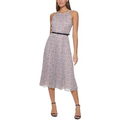 Tommy Hilfiger Womens Chiffon Halter Midi Dress In Pink