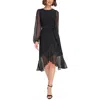 Tommy Hilfiger Womens Chiffon Sleeve Midi Cocktail And Party Dress In Black