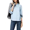 Tommy Hilfiger Womens Collar Rolled Sleeve Button-down Top In Blue