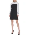 Tommy Hilfiger Colorblock Long Sleeve Dress In Black